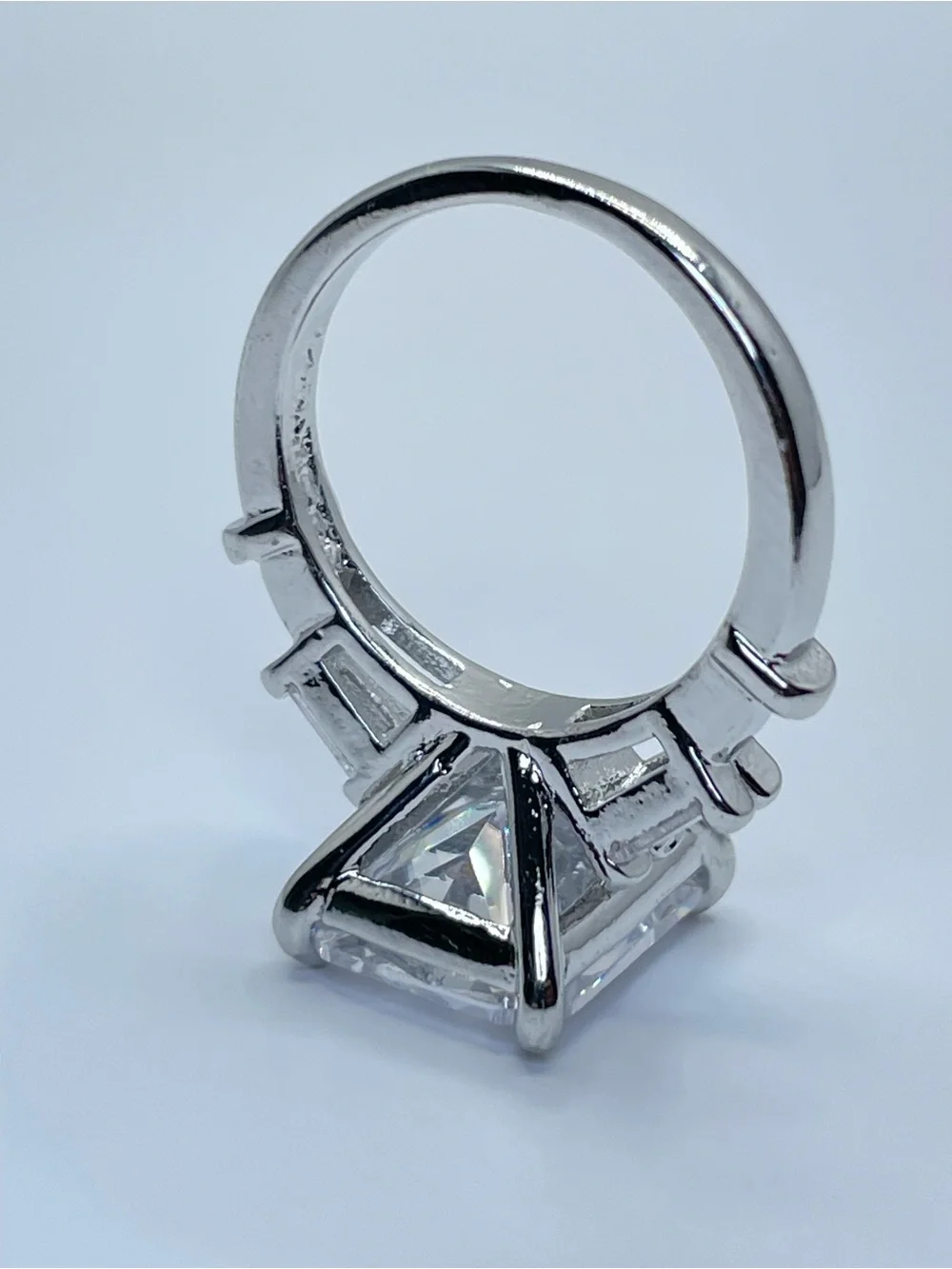 Swarovski Crystal Elements Diamond White Radiant Bridal Statement Ring Silver